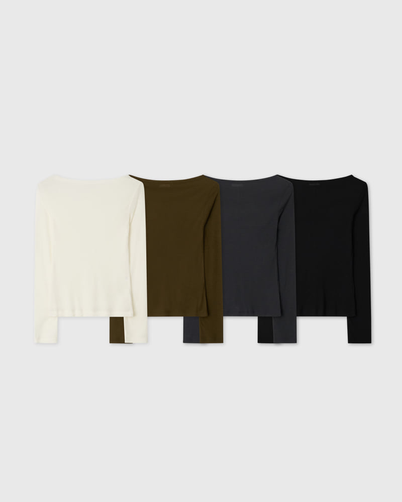 Understanding - Korean Women Fashion - #womensfashion - Simple Boat Neck Tee