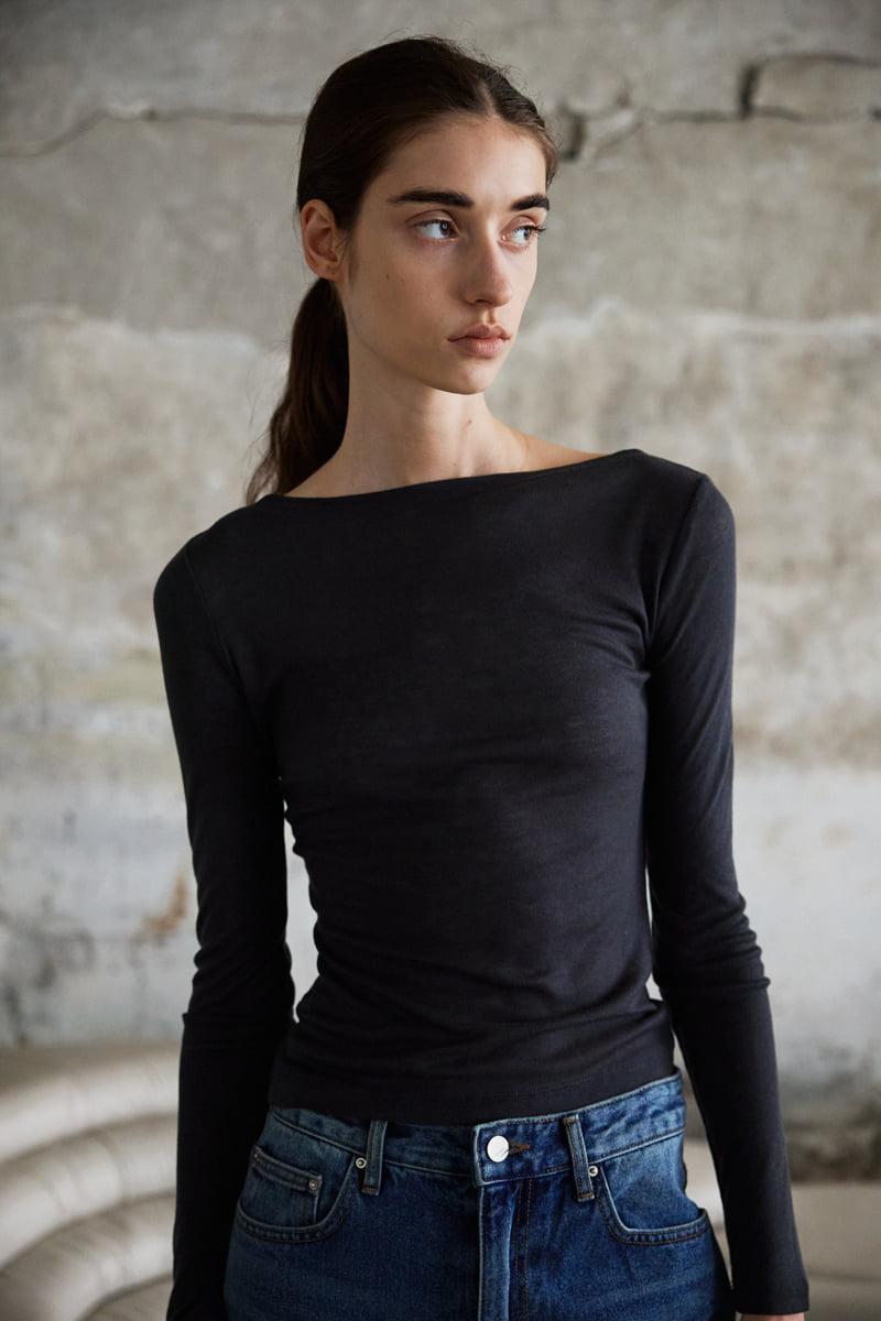 Understanding - Korean Women Fashion - #womensfashion - Simple Boat Neck Tee - 3