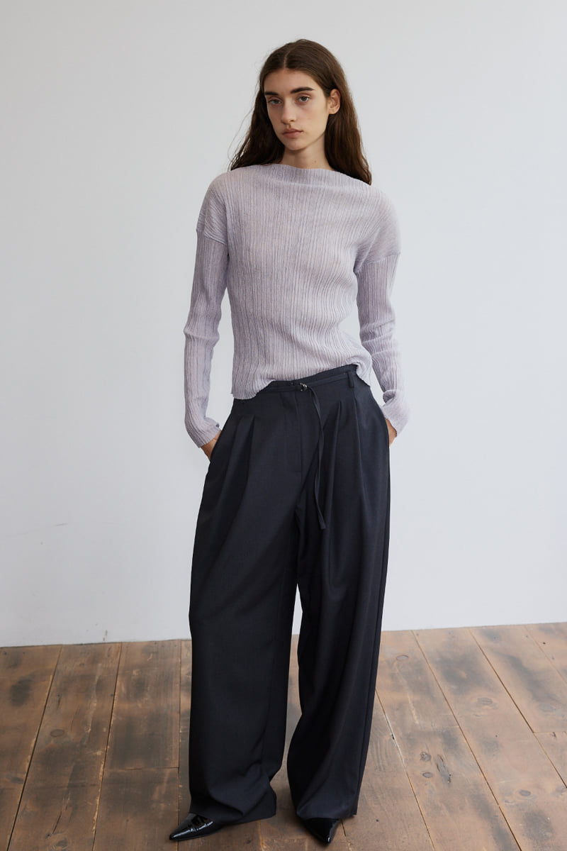 Understanding - Korean Women Fashion - #womensfashion - New Knit Pleats Long Sleeved Tee - 3