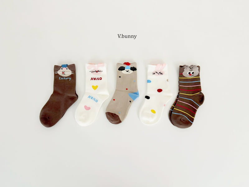 V Bunny - Korean Children Fashion - #Kfashion4kids - Q-Pie Socks Set