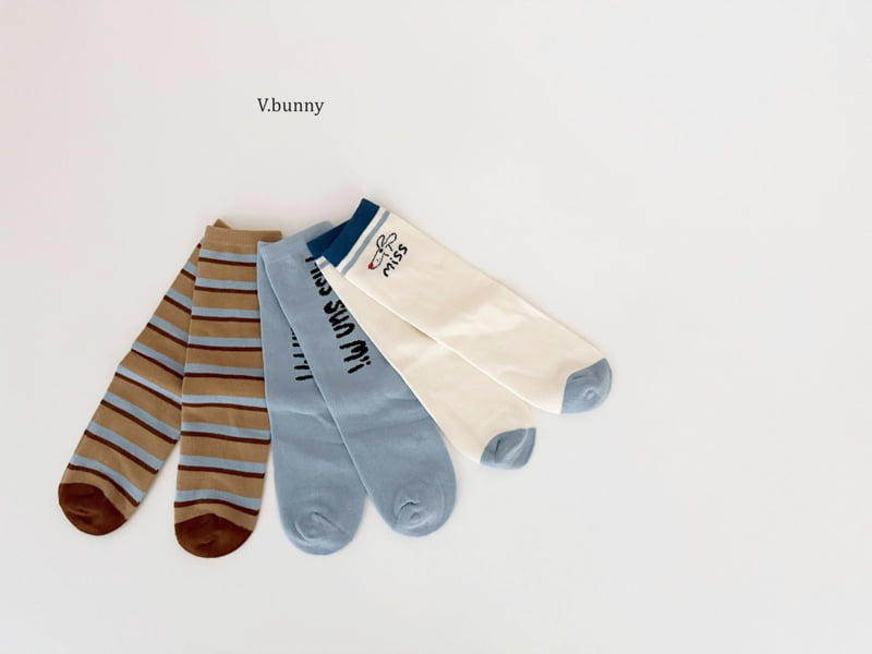 V Bunny - Korean Children Fashion - #Kfashion4kids - Miss Miss Socks Set - 3