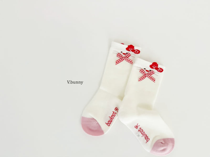 V Bunny - Korean Children Fashion - #childofig - Red Ribbon Socks Set - 5