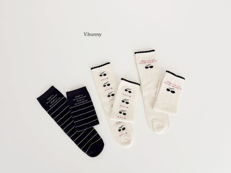 V Bunny - Korean Children Fashion - #prettylittlegirls - Cherry Love Socks Set - 4