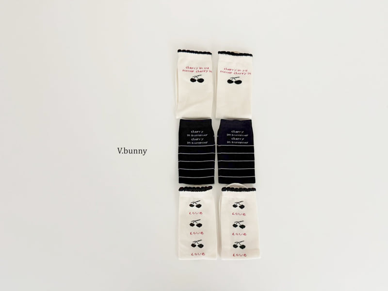 V Bunny - Korean Children Fashion - #childofig - Cherry Love Socks Set - 5