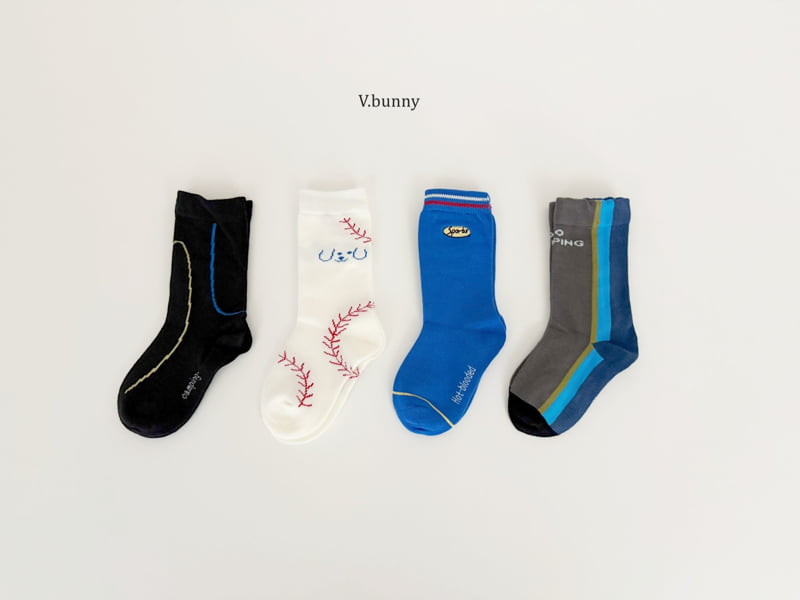 V Bunny - Korean Children Fashion - #childofig - Baseball Dog Socks Set