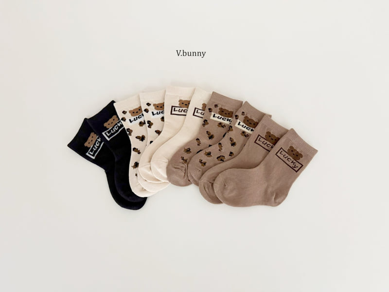 V Bunny - Korean Children Fashion - #childofig - Lucky Bear Socks Set - 11