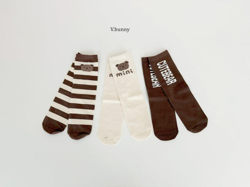 V Bunny - Korean Children Fashion - #childofig - Cute Bear Socks Set - 3