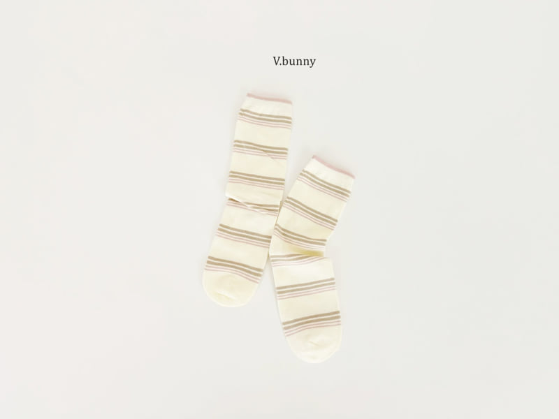 V Bunny - Korean Children Fashion - #childofig - Striped Bunny Socks Set - 6
