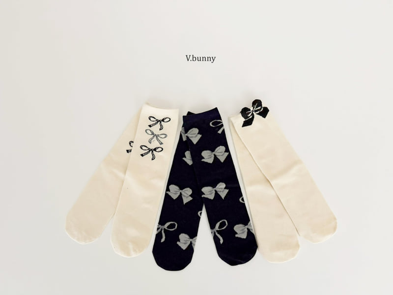 V Bunny - Korean Children Fashion - #childrensboutique - Art Ribbon Socks Set - 3