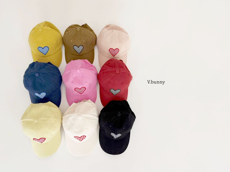 V Bunny - Korean Children Fashion - #childrensboutique - Check Heart Cap - 3