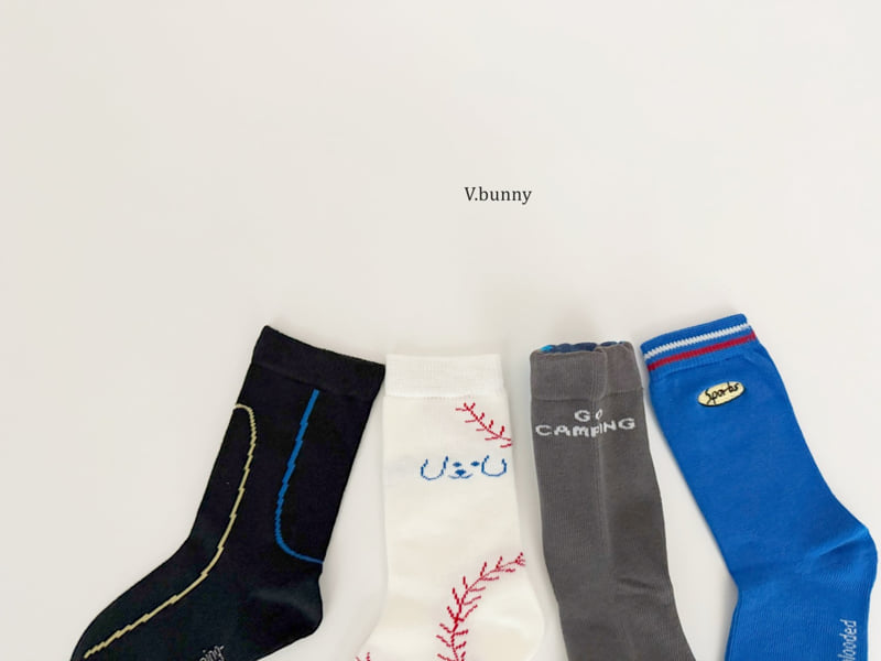 V Bunny - Korean Children Fashion - #childrensboutique - Baseball Dog Socks Set - 2