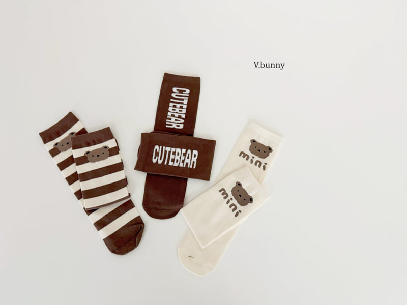 V Bunny - Korean Children Fashion - #childofig - Cute Bear Socks Set - 4