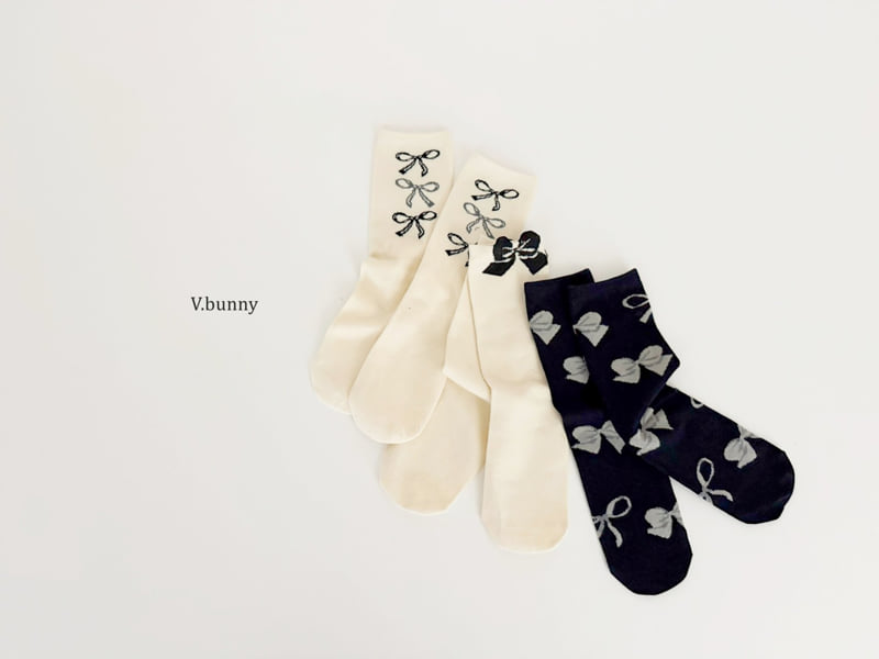 V Bunny - Korean Children Fashion - #childrensboutique - Art Ribbon Socks Set - 4