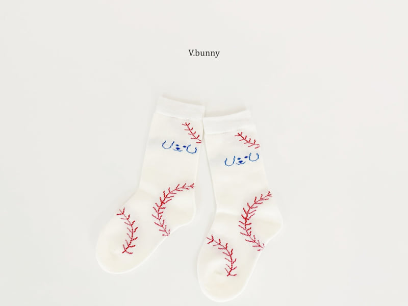 V Bunny - Korean Children Fashion - #designkidswear - Baseball Dog Socks Set - 3