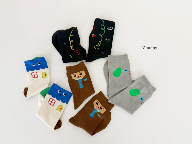 V Bunny - Korean Children Fashion - #designkidswear - Bread Socks Set - 2
