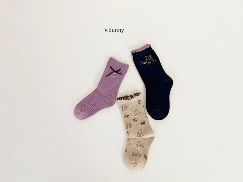 V Bunny - Korean Children Fashion - #designkidswear - Mountain Bunny Socks Set - 2