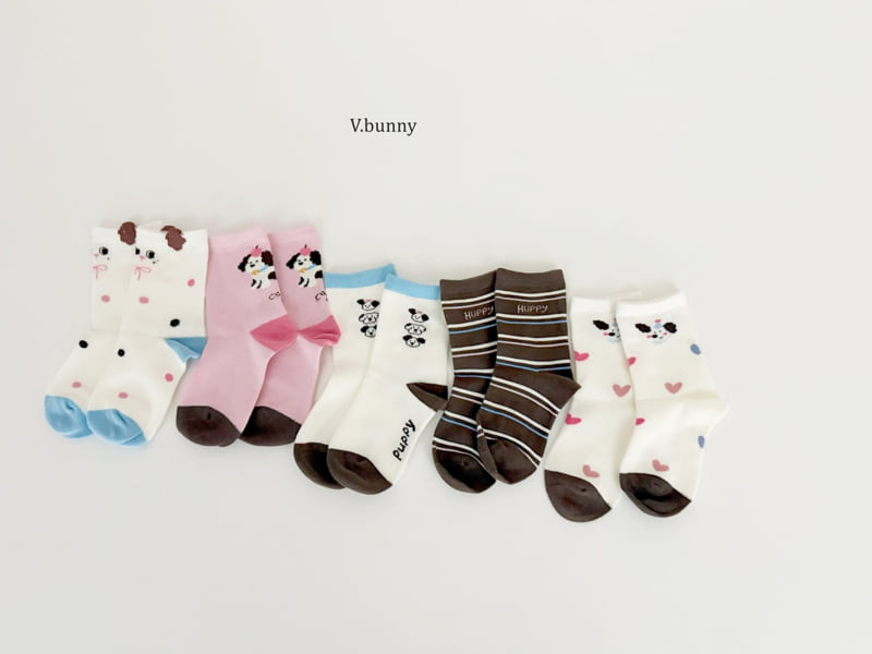 V Bunny - Korean Children Fashion - #designkidswear - Dot Dog Socks Set - 9