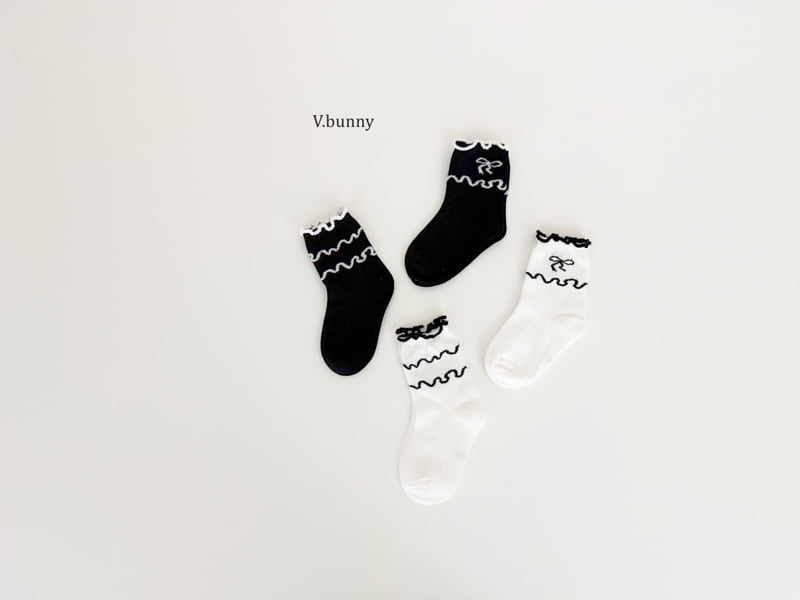 V Bunny - Korean Children Fashion - #discoveringself - Wave Ribbon Socks Set - 2