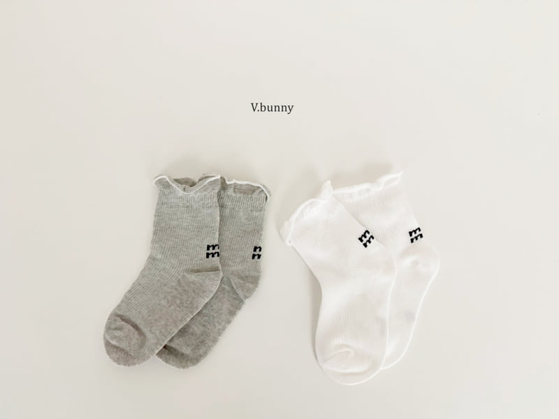 V Bunny - Korean Children Fashion - #discoveringself - Plain Frill Socks Set - 8