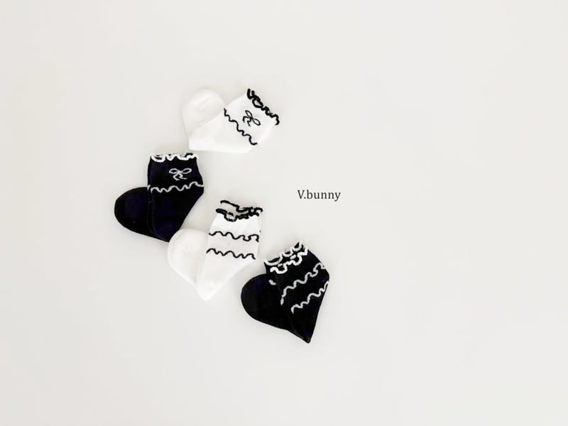 V Bunny - Korean Children Fashion - #fashionkids - Wave Ribbon Socks Set - 3