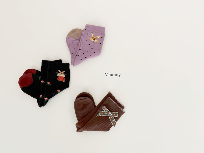 V Bunny - Korean Children Fashion - #fashionkids - Ribbon Socks Set - 3