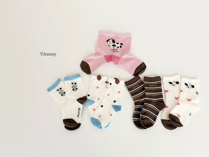 V Bunny - Korean Children Fashion - #fashionkids - Dot Dog Socks Set - 11