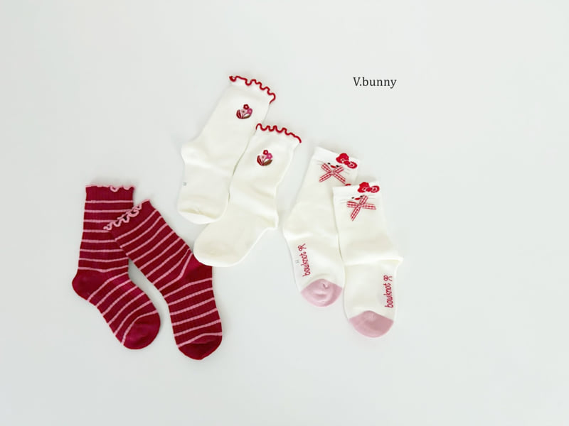V Bunny - Korean Children Fashion - #kidsshorts - Red Ribbon Socks Set - 10