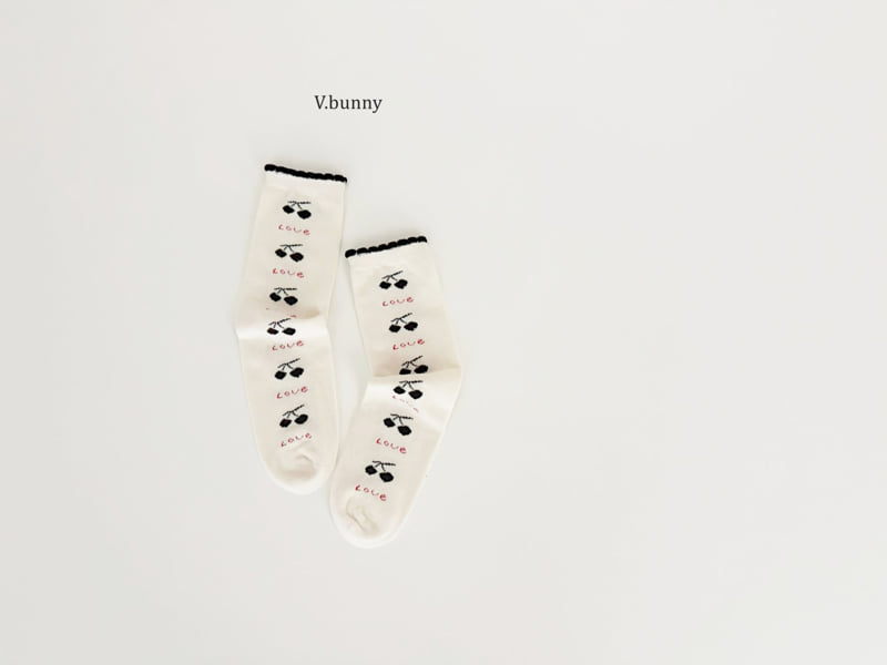 V Bunny - Korean Children Fashion - #kidsshorts - Cherry Love Socks Set - 10