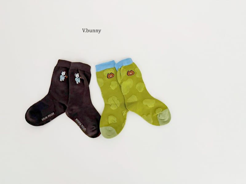 V Bunny - Korean Children Fashion - #kidsshorts - Brown Bear Socks Set - 9