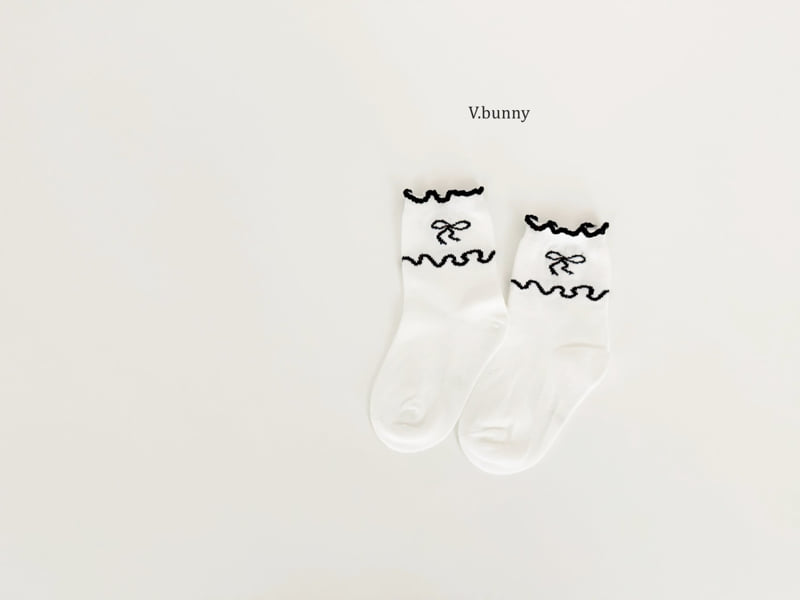 V Bunny - Korean Children Fashion - #fashionkids - Wave Ribbon Socks Set - 4