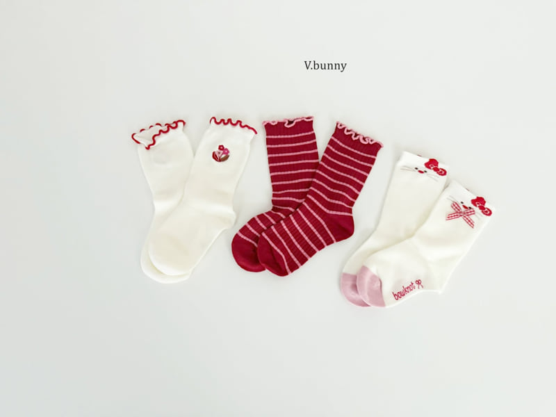 V Bunny - Korean Children Fashion - #kidsstore - Red Ribbon Socks Set - 11