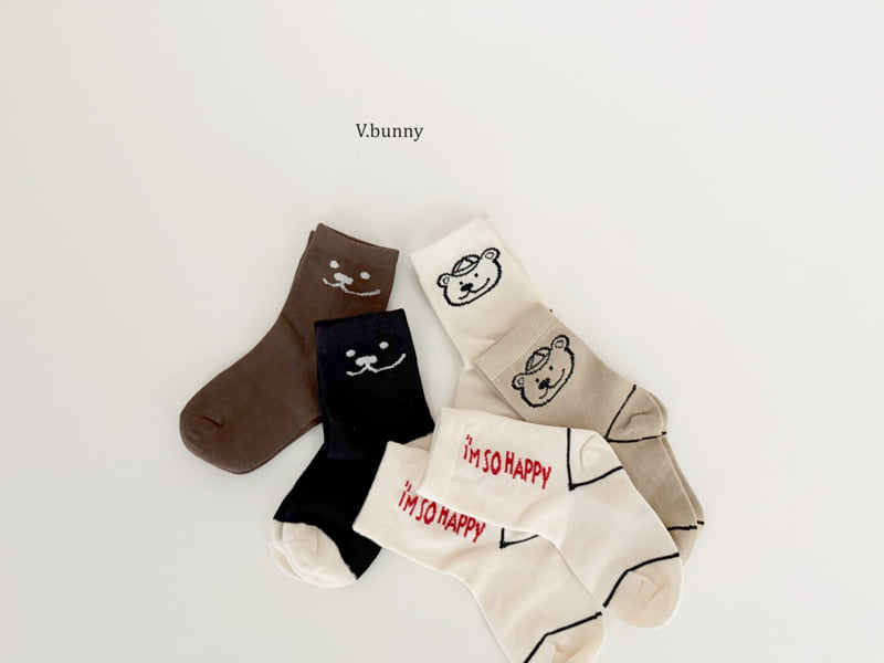 V Bunny - Korean Children Fashion - #kidsstore - Smiley Bear Socks Set - 9