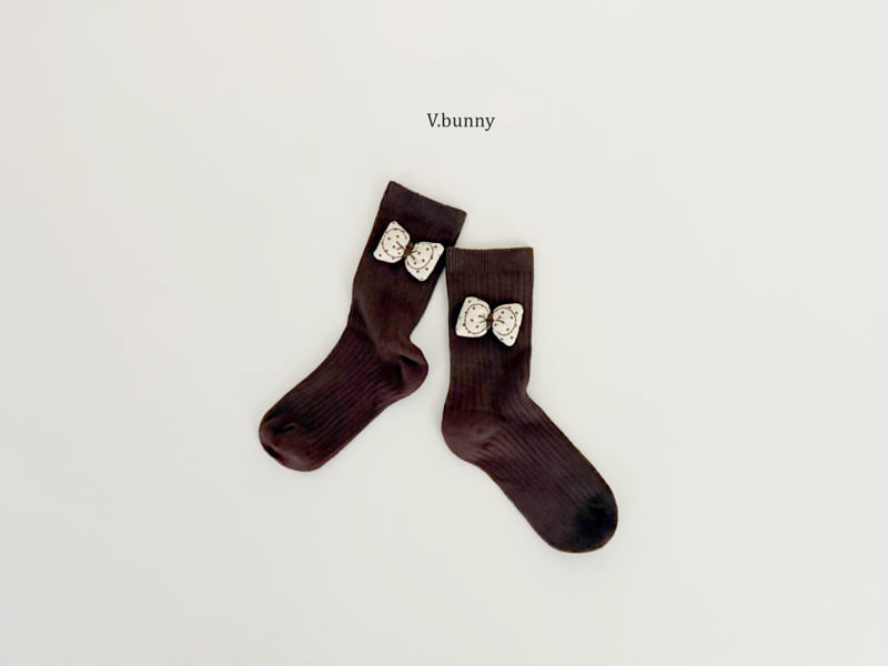 V Bunny - Korean Children Fashion - #kidsshorts - Embossed Ribbon Socks Set - 4