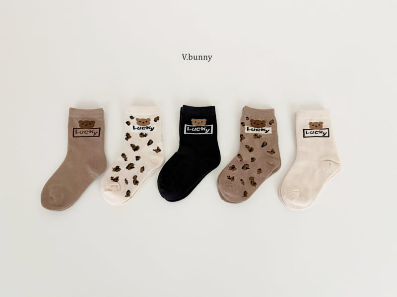 V Bunny - Korean Children Fashion - #kidsstore - Lucky Bear Socks Set