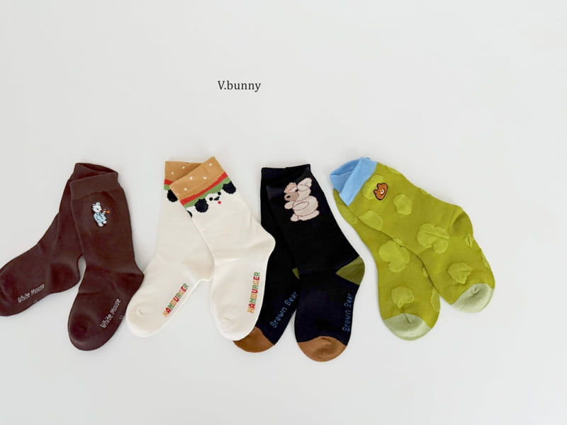 V Bunny - Korean Children Fashion - #kidsstore - Brown Bear Socks Set - 10