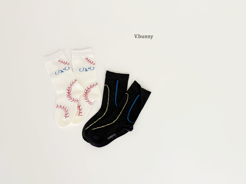 V Bunny - Korean Children Fashion - #kidzfashiontrend - Baseball Dog Socks Set - 8