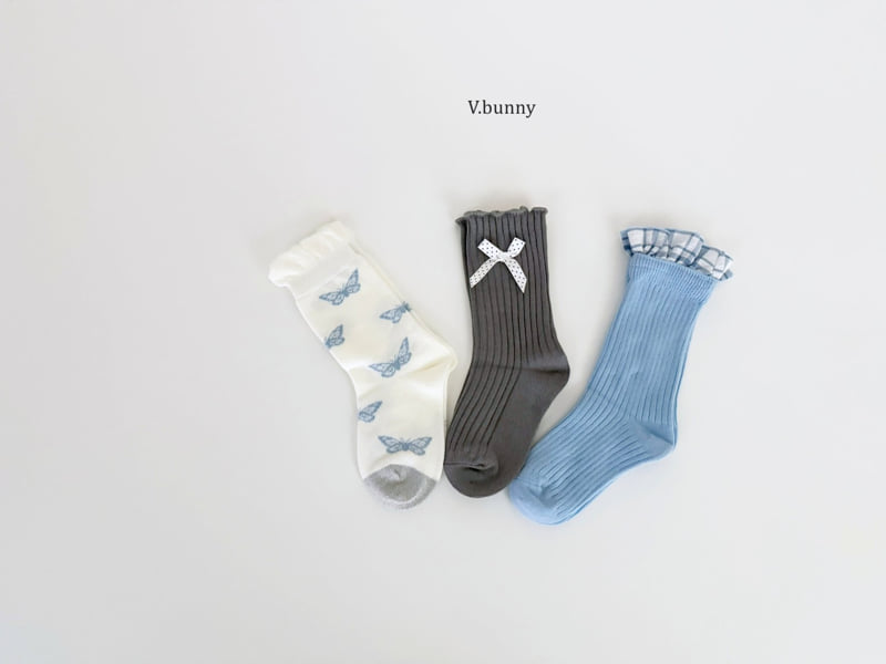 V Bunny - Korean Children Fashion - #kidzfashiontrend - Blue Butterfly Socks Set - 3