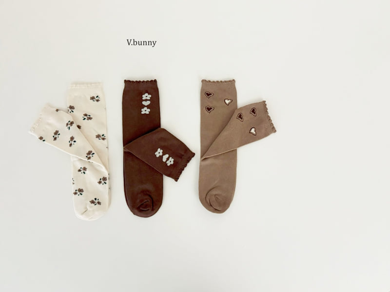 V Bunny - Korean Children Fashion - #littlefashionista - Rain Flower Socks Set - 2