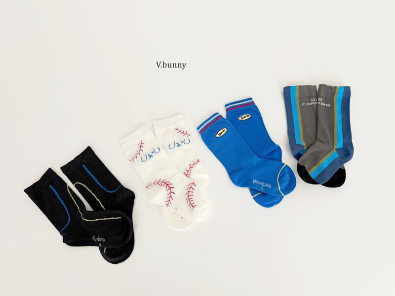 V Bunny - Korean Children Fashion - #littlefashionista - Baseball Dog Socks Set - 10