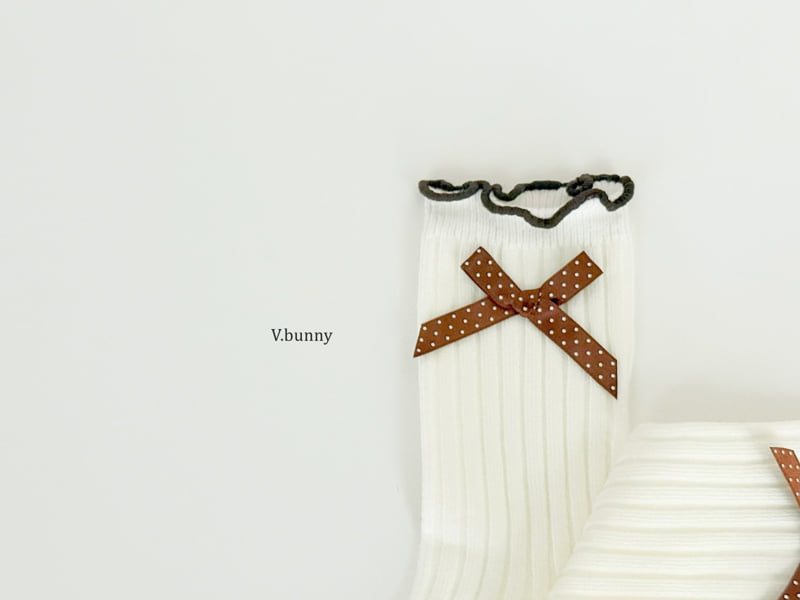 V Bunny - Korean Children Fashion - #littlefashionista - Embossed Ribbon Socks Set - 7