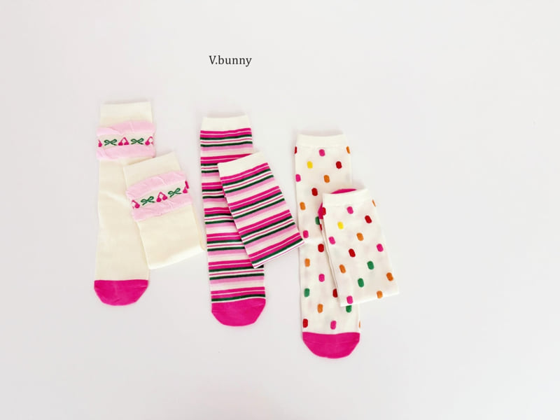 V Bunny - Korean Children Fashion - #littlefashionista - Colorful Socks Set - 5