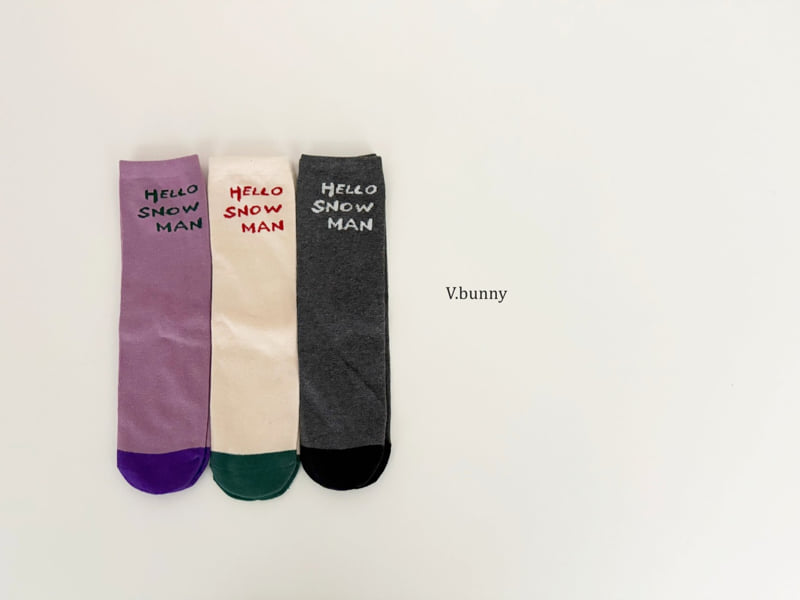 V Bunny - Korean Children Fashion - #littlefashionista - Snowman Socks Set - 2