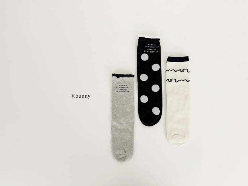 V Bunny - Korean Children Fashion - #littlefashionista - Dot Wave Socks Set - 2