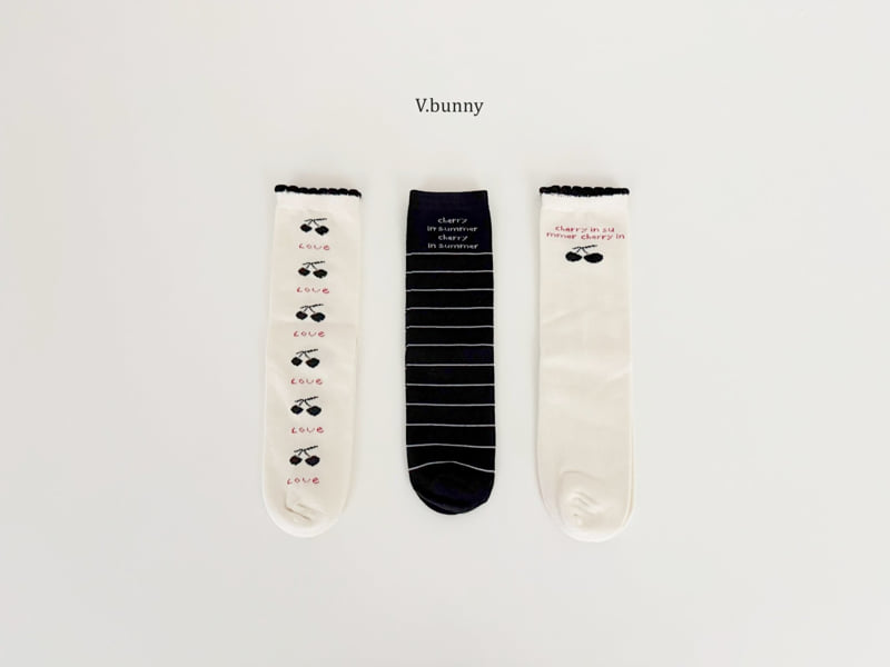 V Bunny - Korean Children Fashion - #magicofchildhood - Cherry Love Socks Set