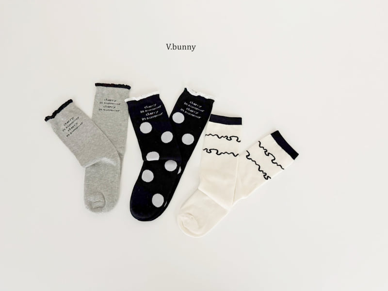 V Bunny - Korean Children Fashion - #magicofchildhood - Dot Wave Socks Set - 3