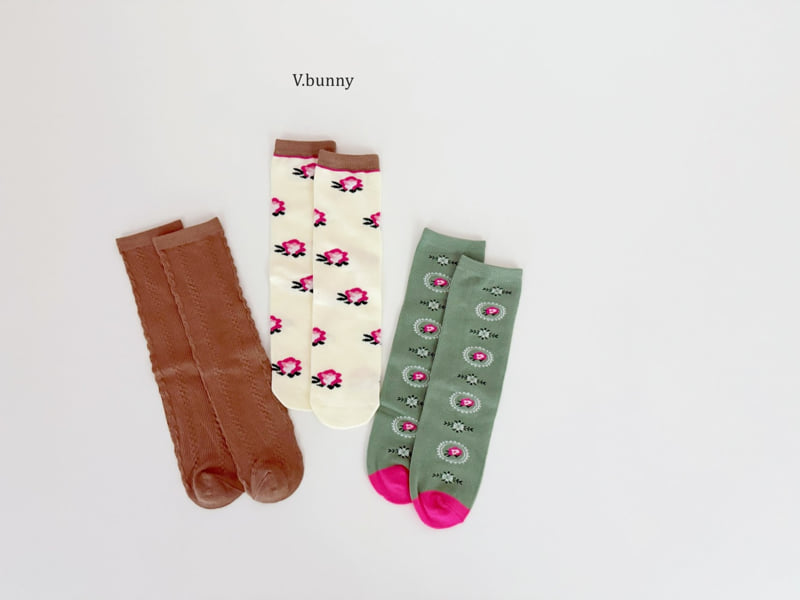 V Bunny - Korean Children Fashion - #magicofchildhood - Camellia Socks Set - 2