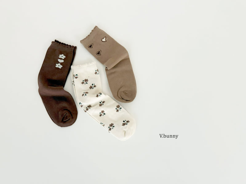 V Bunny - Korean Children Fashion - #magicofchildhood - Rain Flower Socks Set - 4