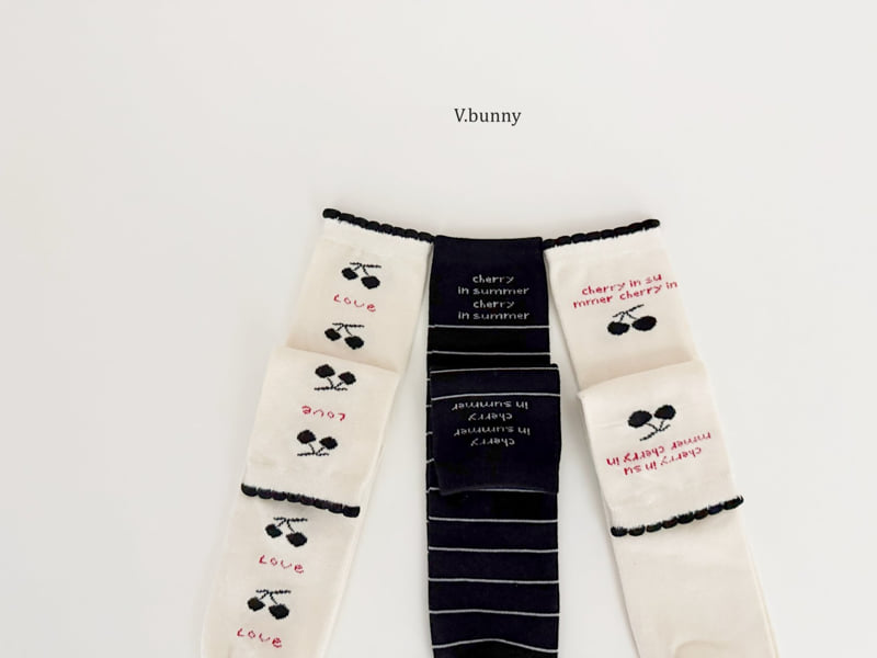 V Bunny - Korean Children Fashion - #minifashionista - Cherry Love Socks Set - 2