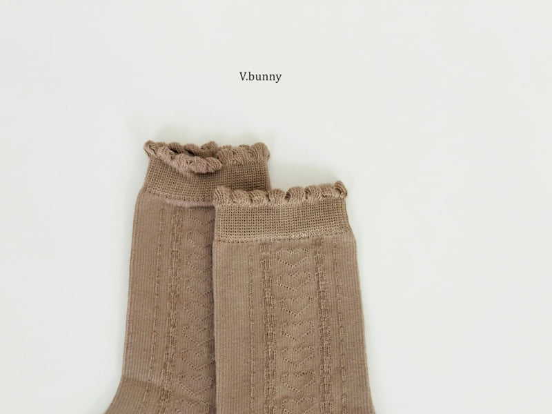 V Bunny - Korean Children Fashion - #minifashionista - Embossed Ribbon Socks Set - 9