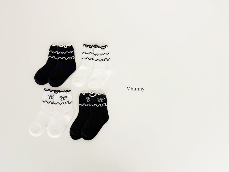 V Bunny - Korean Children Fashion - #minifashionista - Wave Ribbon Socks Set - 10